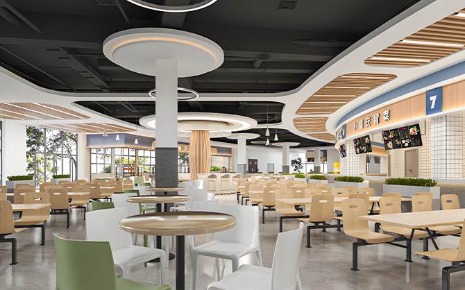 學校食堂職工餐廳裝修豪華環(huán)境圖片